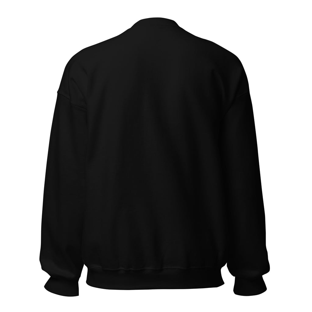 Fa La La EBITDA Christmas sweatshirt, Black, back view (plain, no print)