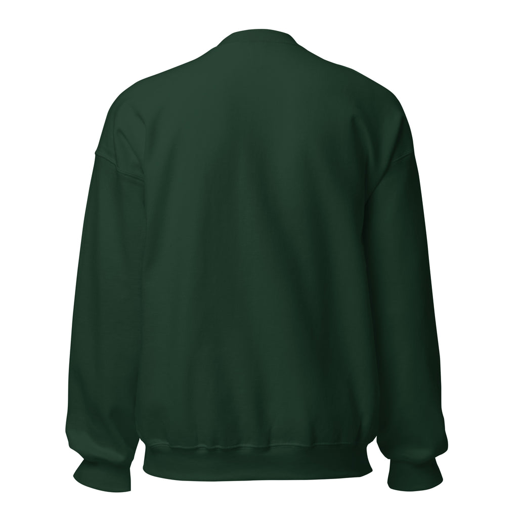 Fa La La EBITDA Christmas sweatshirt, Forest Green, back view (plain, no print)
