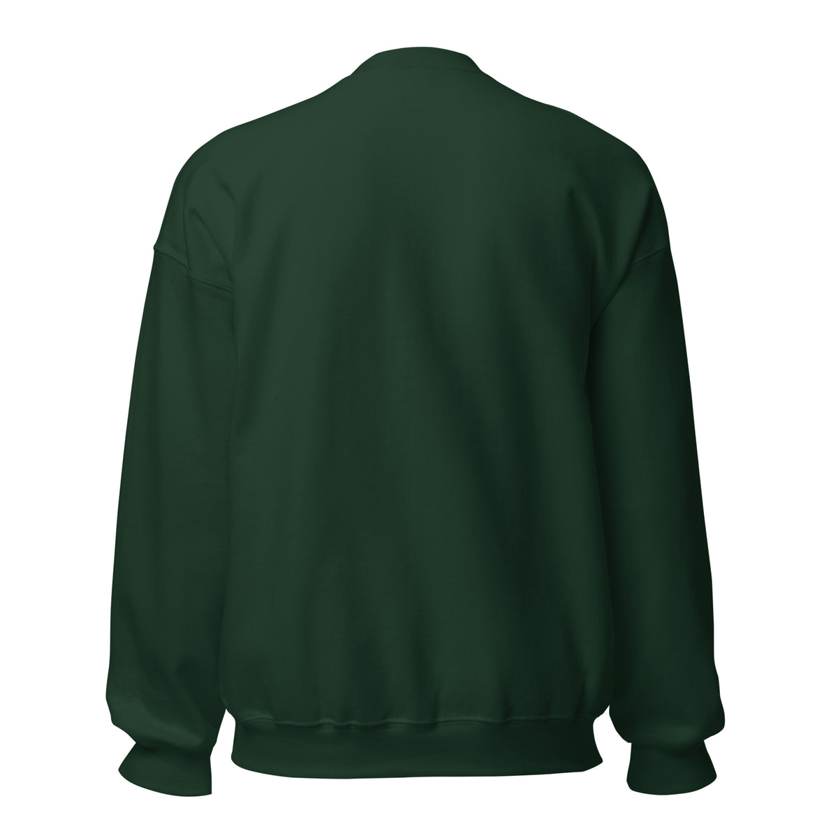 Fa La La EBITDA Christmas sweatshirt, Forest Green, back view (plain, no print)