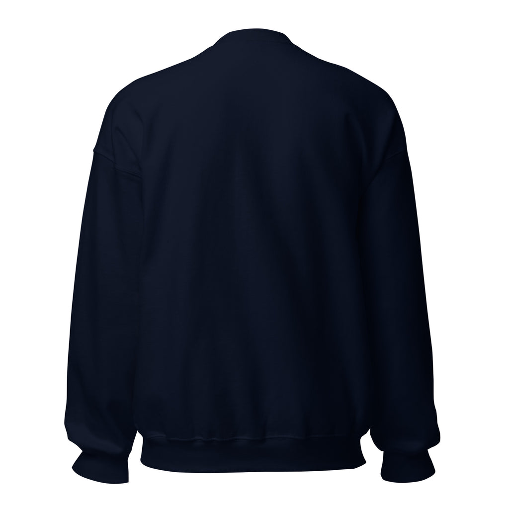 Fa La La EBITDA Christmas sweatshirt, Navy, back view (plain, no print)