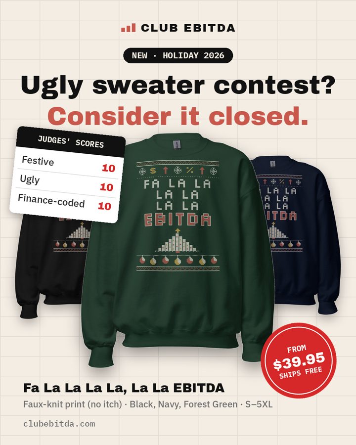 Club EBITDA meme for Fa La La EBITDA Christmas Sweatshirt