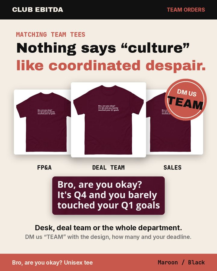 Club EBITDA meme for Bro, are you okay? It's Q4 and you've barely touched your Q1 goals. Unisex Classic T-Shirt